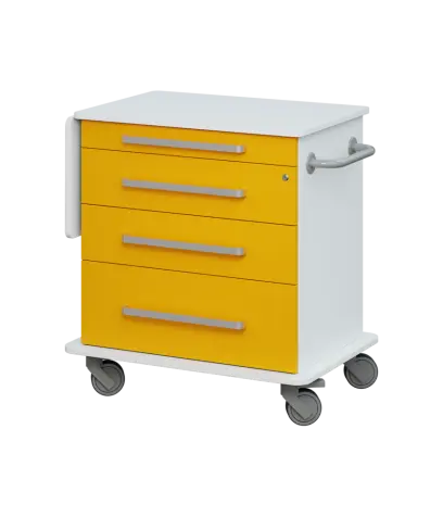 DEXTER 01 vozík asistenční, korpus a desky bílá / zásuvky žlutá odio